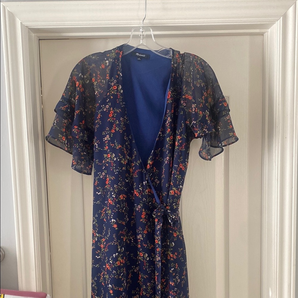 Madewell Navy Floral Wrap Dress